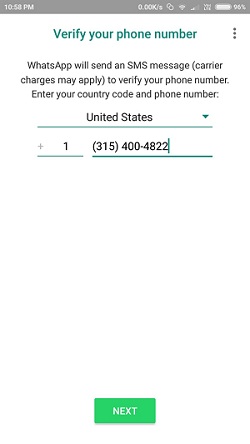 Add the US number to WhatsApp