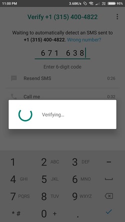Confirm the US number on WhatsApp 