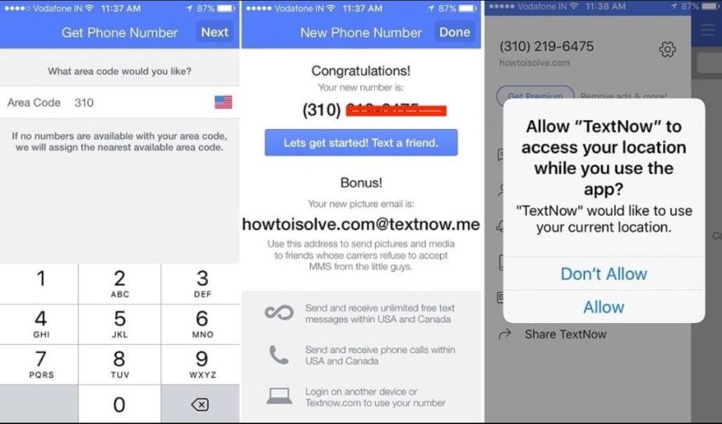 Create a US number on your iPhone through the TextNow app