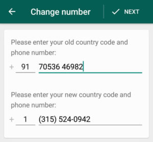 Change your WhatsApp number to a US number